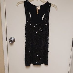 Black sequined tank top